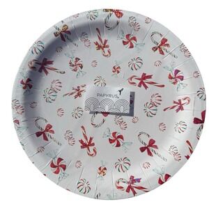 PAPYRUS Peppermint Candy Cane 48 Dinner Plates 10" Paper Disposable Plastic Coat
